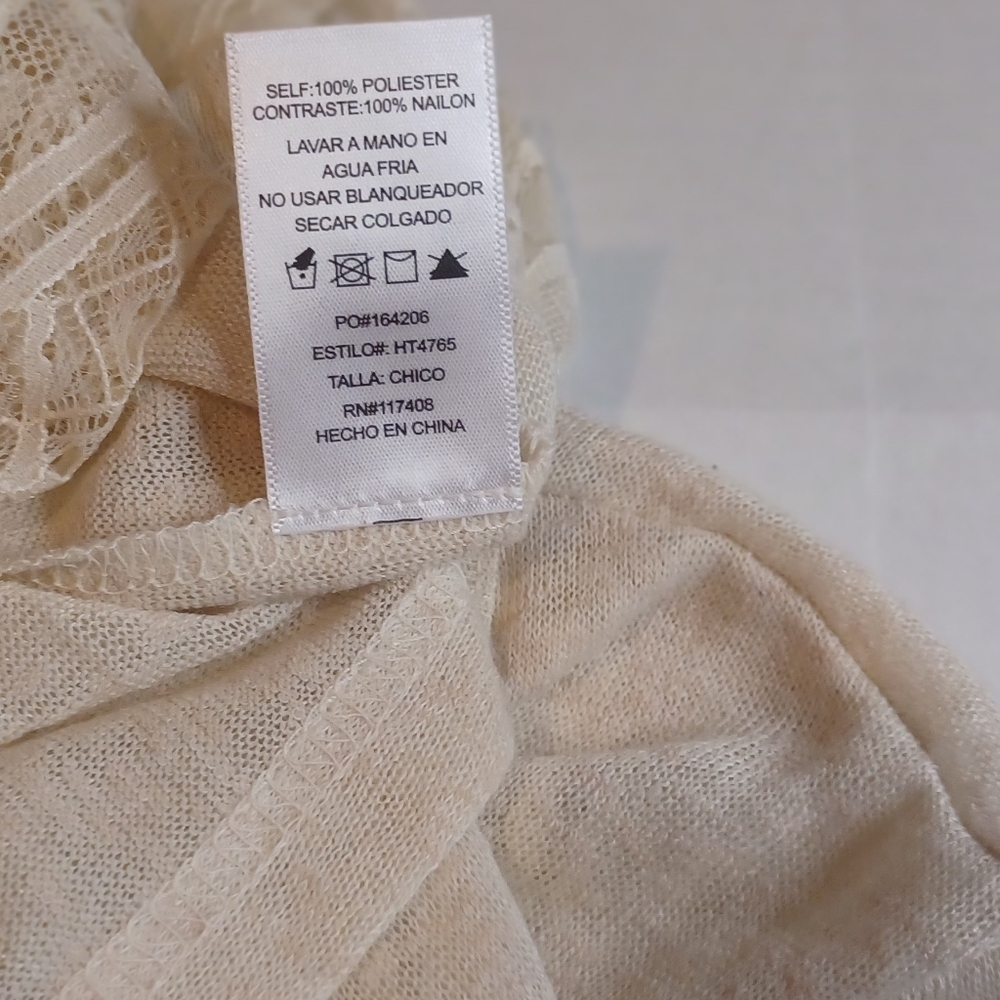 Chocolate USA Women's Small Off White Lace With Sweater Over Top,‎ Split Up Back - Picture 4 of 8